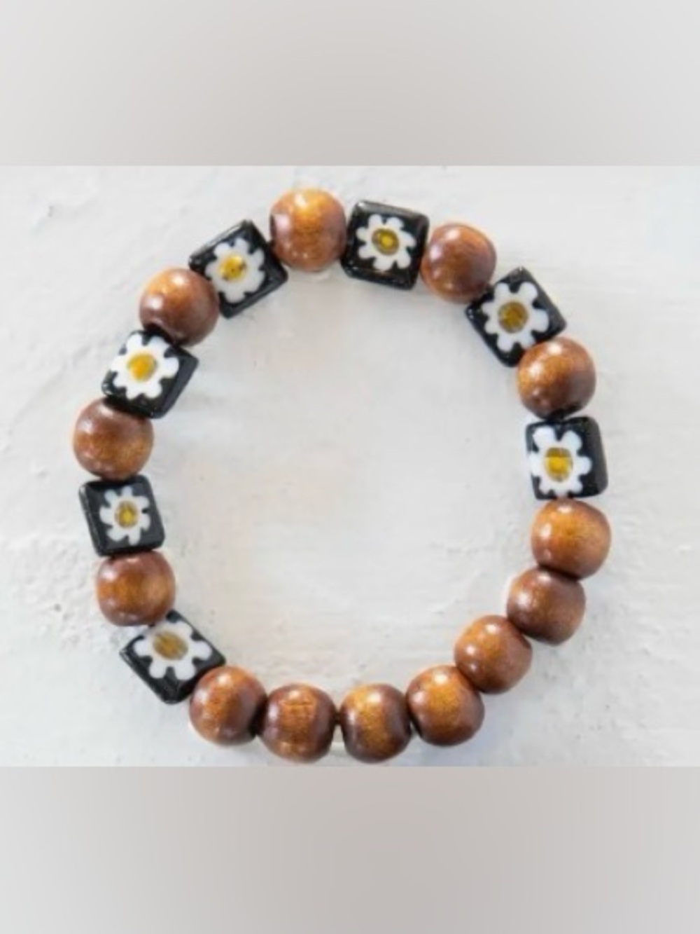 Natural Life Millefiori & Wood Beaded Bracelet